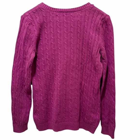 LOFT Women's V-Neck Cable Knit Sweater in Pink Plum - Picture 3 of 8